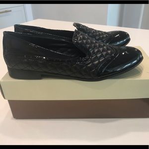 Franco Sarto black patent loafers, size 8